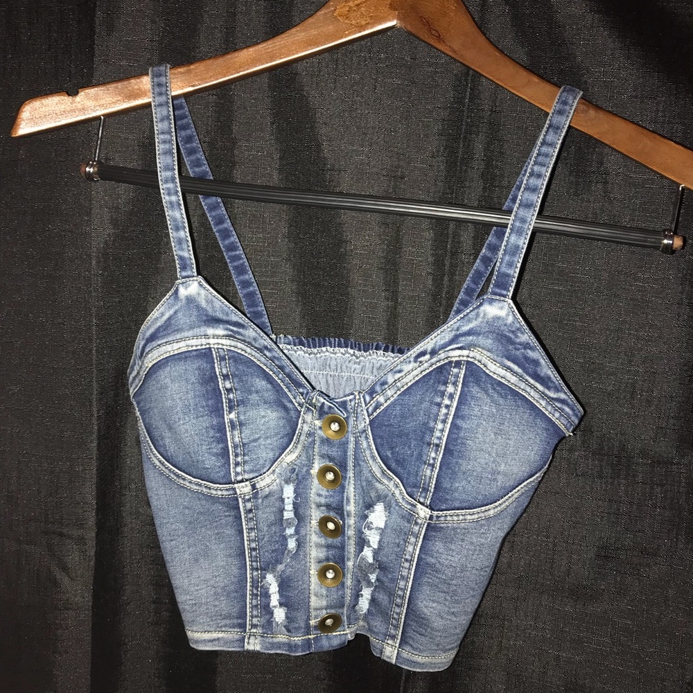Blue jean crop top
